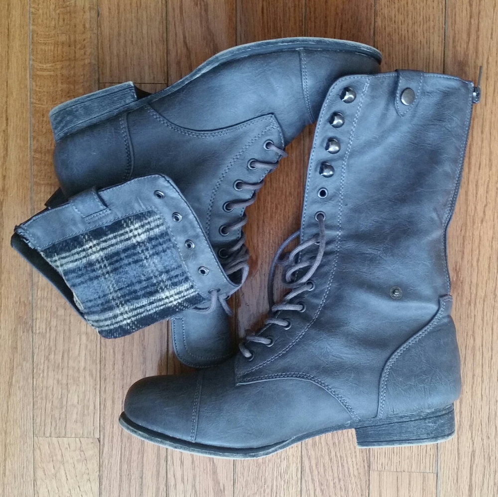 Rouge women’s boots combat lace up gray 9m - Picture 2 of 8